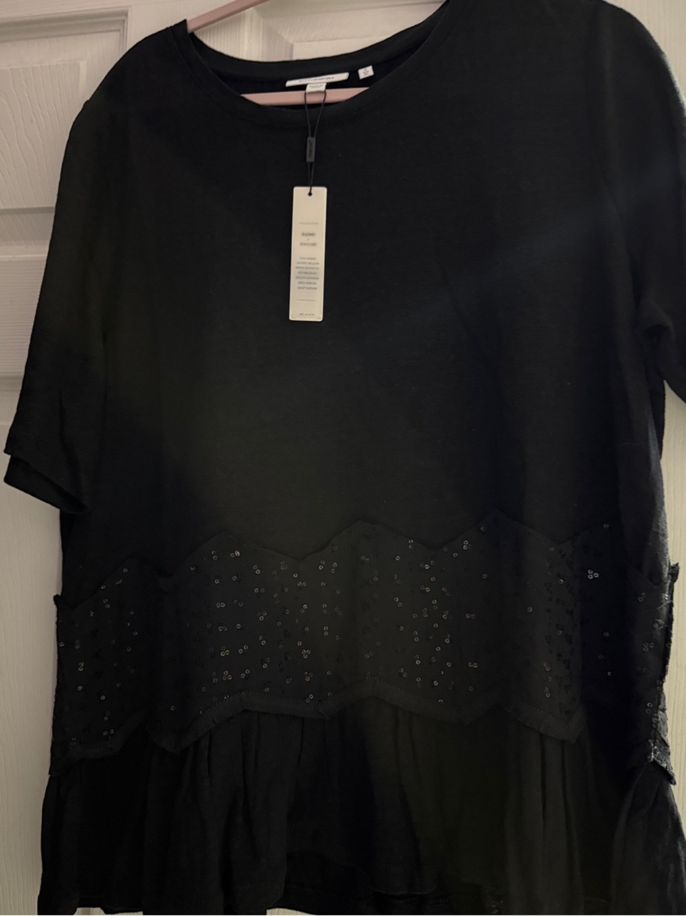 Chico’s Linen Chevron Sequin Top